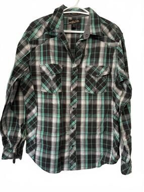 Helix Men's Large Athletic Fit Plaid Shirt